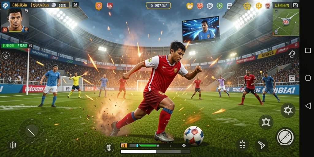 Screenshot gameplay <strong>8768</strong> menampilkan aksi olahraga yang intens.