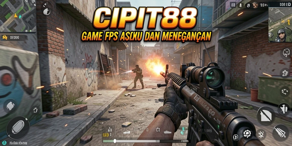 Screenshot gameplay <strong>CIPIT88</strong> menunjukkan aksi tembak-menembak yang intens.