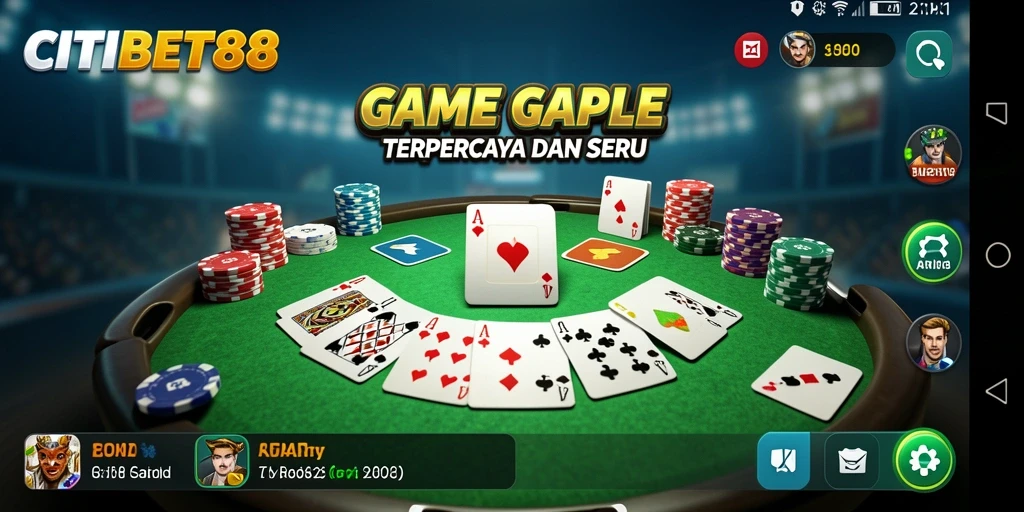 Tampilan gameplay Gaple yang seru dan interaktif di CITIBET88.