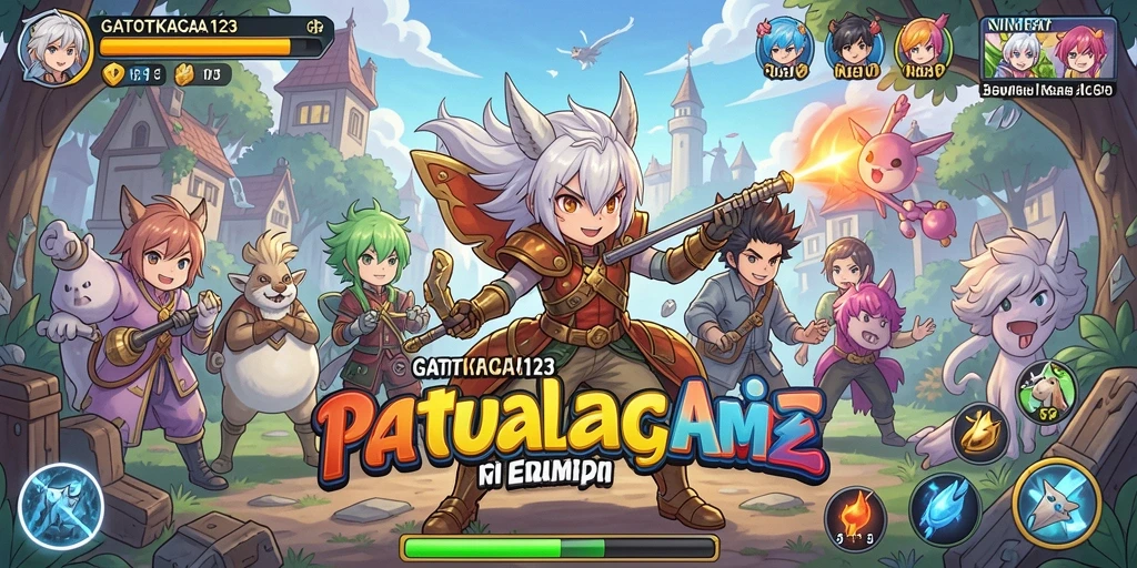 Tampilan gameplay GATOTKACA123 yang penuh aksi dan warna.