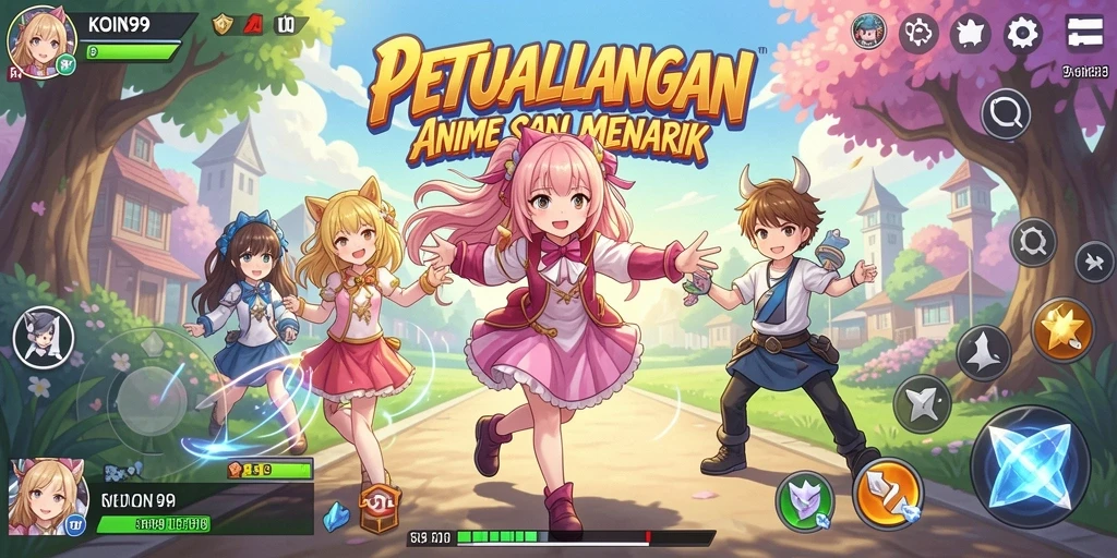 Gameplay KOIN99 yang penuh warna dan dinamis dalam dunia Anime.