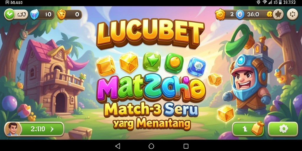Tangkapan layar LUCUBET menunjukkan permainan Match-3 yang menarik dan penuh warna.