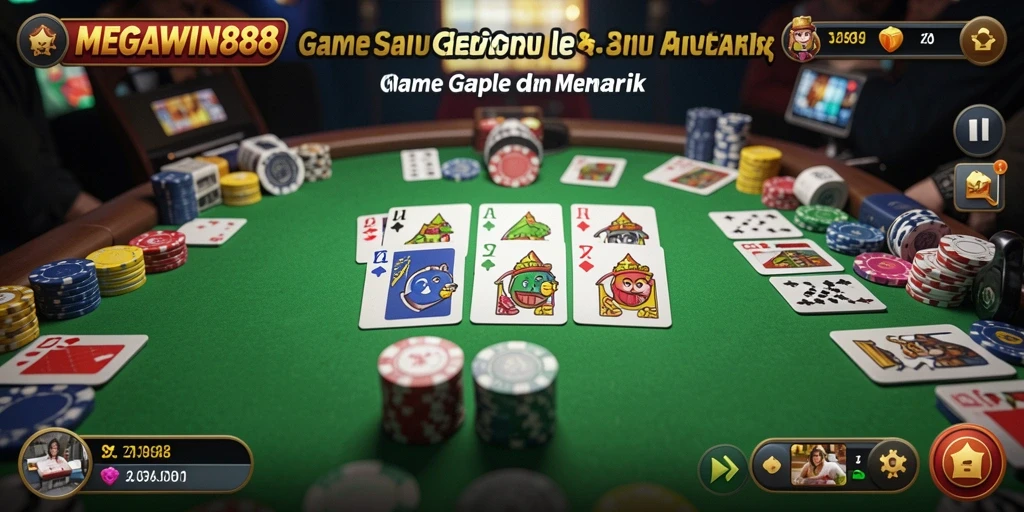 Tampilan seru dan interaktif dari gameplay Gaple di MEGAWIN888.