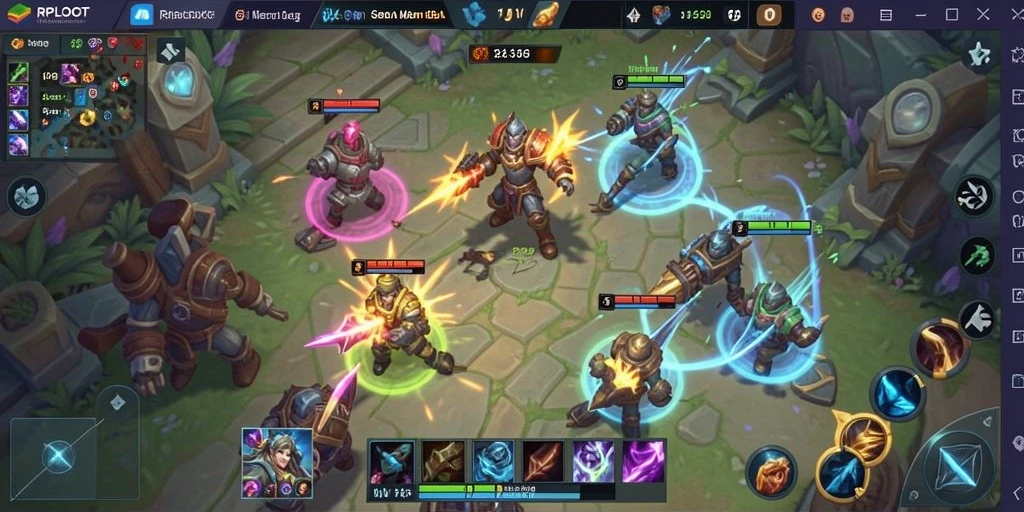 Tangkapan layar seru dari gameplay RPLOOT dengan aksi MOBA yang mendebarkan.
