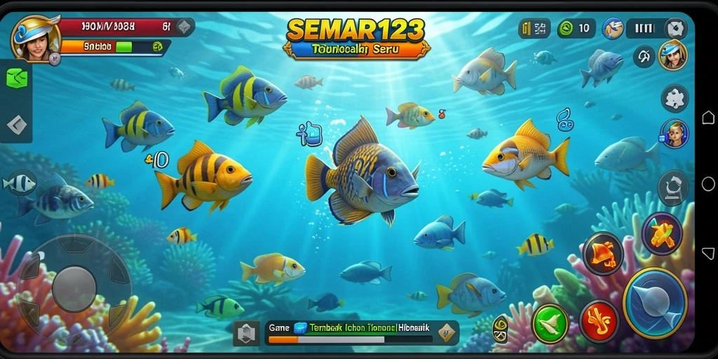 Screenshot gameplay SEMAR123 menunjukkan aksi seru menembak ikan.