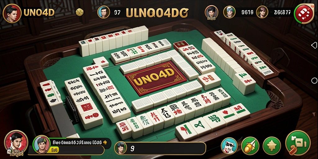 Tampilan gameplay menarik dari UNO4D yang penuh aksi Mahjong.