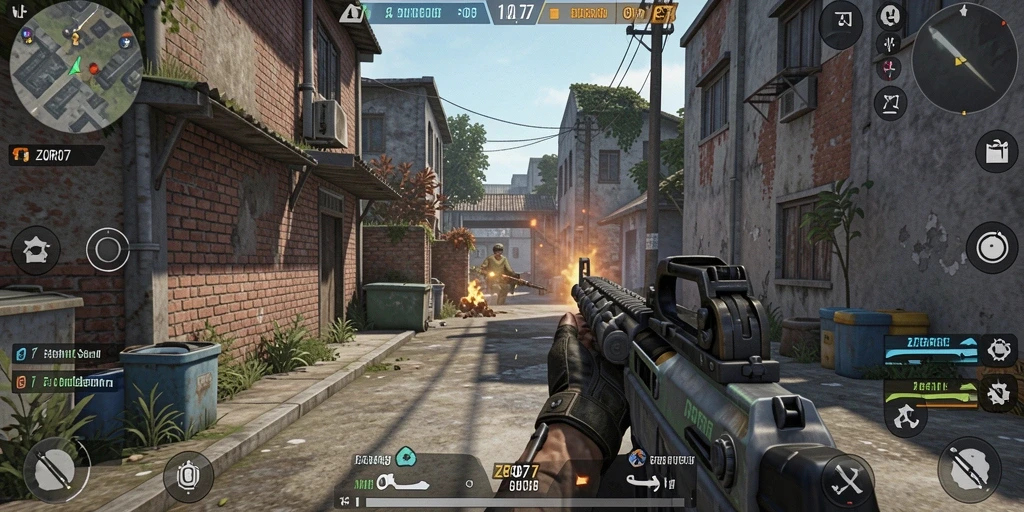 Tampilan gameplay ZORO77 yang mendebarkan dengan aksi FPS.
